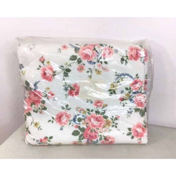 Vintage Floral Blanket Made USA 72 X 90 New - Picture 1 of 6